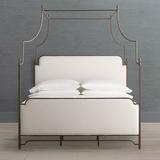 Whitby Canopy Bed - Antiqued Textured Brass with Ivory Linen, King - Frontgate