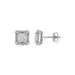 Belk & Co Lab Created 2 Ct. T.w. Moissanite And 1/8 Ct. T.w. Diamond Princess-Cut Halo Stud Earring In 10K White Gold