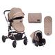 KikkaBoo Kinderwagen 3 in 1 Amaia | Umwandelbarer Sitz, Autositz (0-13 kg), Sitz für nach hinten und vorne gerichtete Baby | Beige