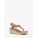 Michael Kors Laney Saffiano Leather Espadrille Wedge Sandal Brown 7