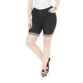 Plus Size Women's Invisible Stretch® Contour Cuffed Short by Denim 24/7 in Black Denim (Size 18 W)