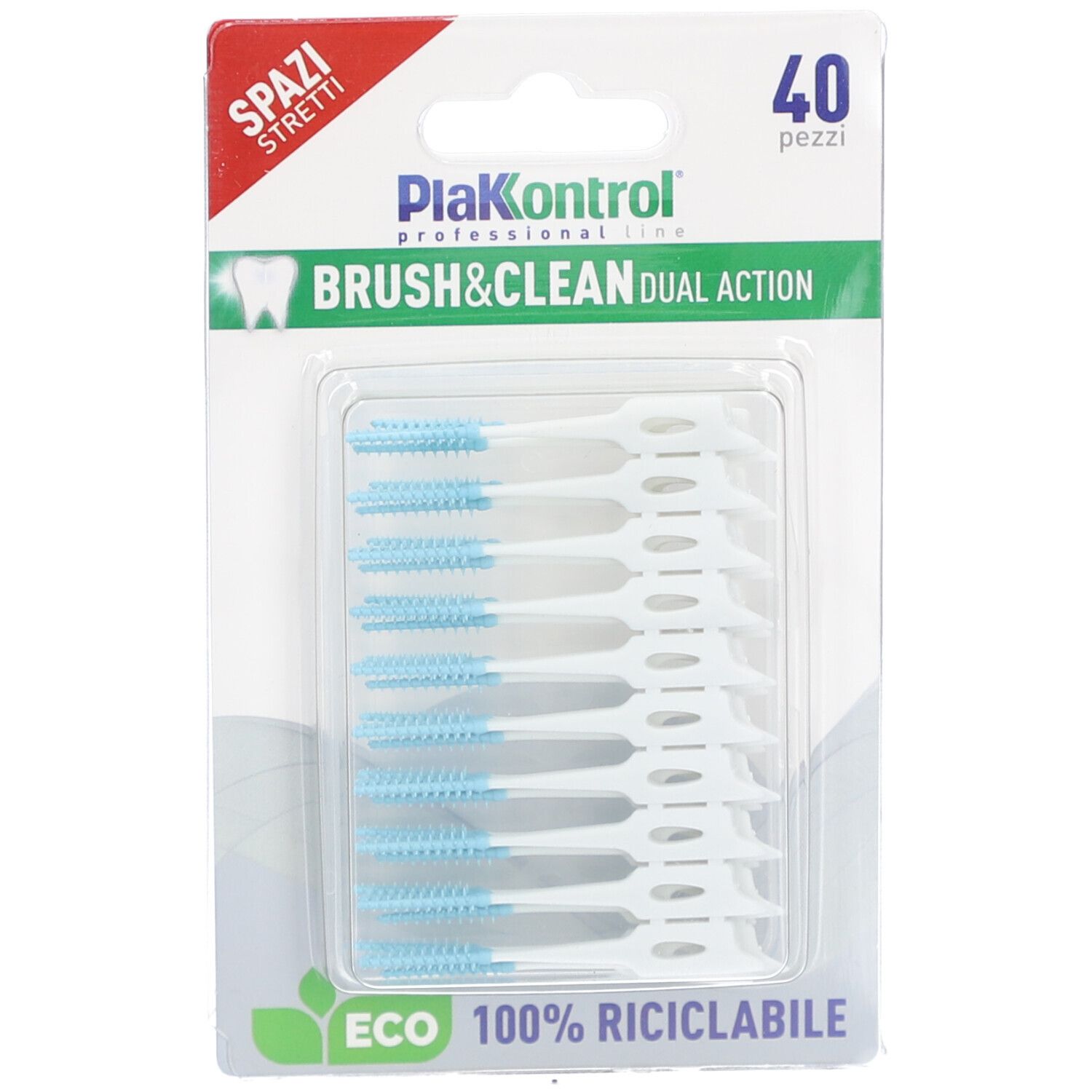 Plakkontrol® Brush & Clean Spazi Stretti 40 pz Spazzolino da denti
