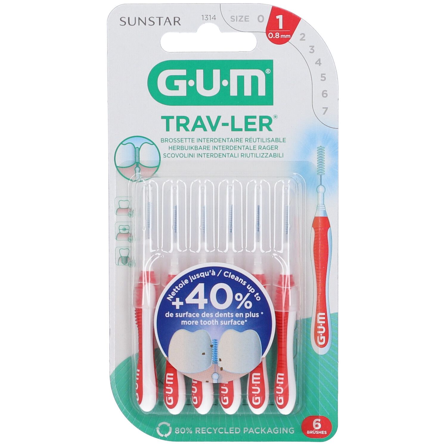 Gum® TRAV-LER® Scovolino Interdentale 0.8 mm 6 pz Spazzolino da denti