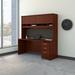 Huckins Executive Desk w/ Hutch Wood in Brown Laurel Foundry Modern Farmhouse® | 72.84 H x 71.09 W x 23.35 D in | Wayfair