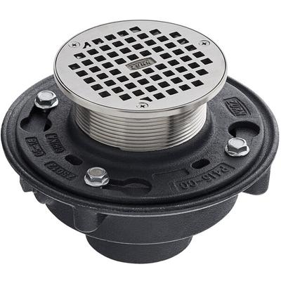 Zurn Elkay ZN415-3NH-5BZ1 EZ1 Cast Iron Floor and Shower Drain with 5" Round Type B Polished Nickel Bronze Strainer and 3" No-Hub Outlet