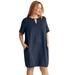 Plus Size Women's Linen-Blend A-Line Dress by ellos in Navy (Size 20)