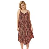 Plus Size Women's Bali Point Hem Dress by ellos in Hot Coral Multi Print (Size L)