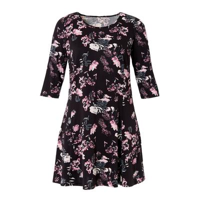 Plus Size Women's Madison Knit Three-Quarter Sleeve Dress by ellos in Seaside Pink Floral Print (Size S)