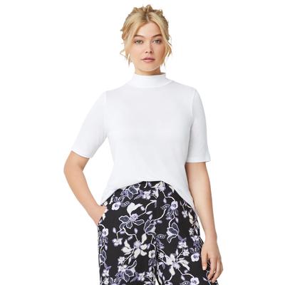 Plus Size Women's Mock Neck Tee by ellos in White (Size 4X)