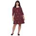 Plus Size Women's Madison 3/4 Sleeve Dress by ellos in Deep Wine Black Floral (Size M)