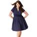 Plus Size Women's Sandy Shirtwaist Dress by ellos in Navy/white Dot (Size 3X)