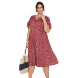 Plus Size Women's Tie-Sleeve Dress by ellos in Classic Red Floral (Size 12)