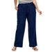 Plus Size Women's Linen Blend Drawstring Pants by ellos in Navy (Size 34)