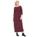 Plus Size Women's 3/4 Sleeve Knit Maxi Dress by ellos in Deep Wine (Size M)
