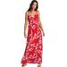 Plus Size Women's Knit Surplice Maxi Dress by ellos in Hot Red White Floral (Size 1X)