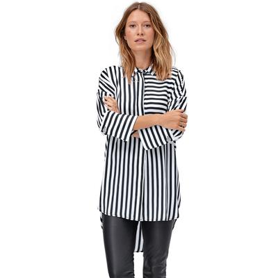 Plus Size Women's Hi-Low Tunic by ellos in White Black Stripe (Size 16)