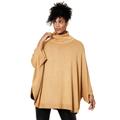 Plus Size Women's Turtleneck Poncho Sweater by ellos in Classic Camel (Size S/1X)