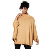 Plus Size Women's Turtleneck Poncho Sweater by ellos in Classic Camel (Size S/1X)