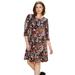 Plus Size Women's Madison 3/4 Sleeve Dress by ellos in Black Floral Print (Size L)