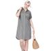 Plus Size Women's Button Front Linen Shirtdress by ellos in Olive Grey (Size 14)