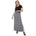 Plus Size Women's Knit Maxi Skirt by ellos in Black White Floral (Size L)
