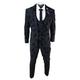 Mens Black 3 Piece Suit Paisley Velvet Wedding Grrom Best Man Tailored Fit - Black 40