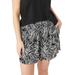 Plus Size Women's Flowy Shorts by ellos in Black White Fern (Size 26/28)