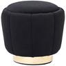 Pouf Décoratif Glamour avec Base Dorée en Velours Noir Irving