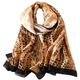 Silk Scarf For Women's Ladies Lightweight Animal Inspired Print Scarves Shawls Luxury Gift for Christmas (Leopard Print With Black Border)