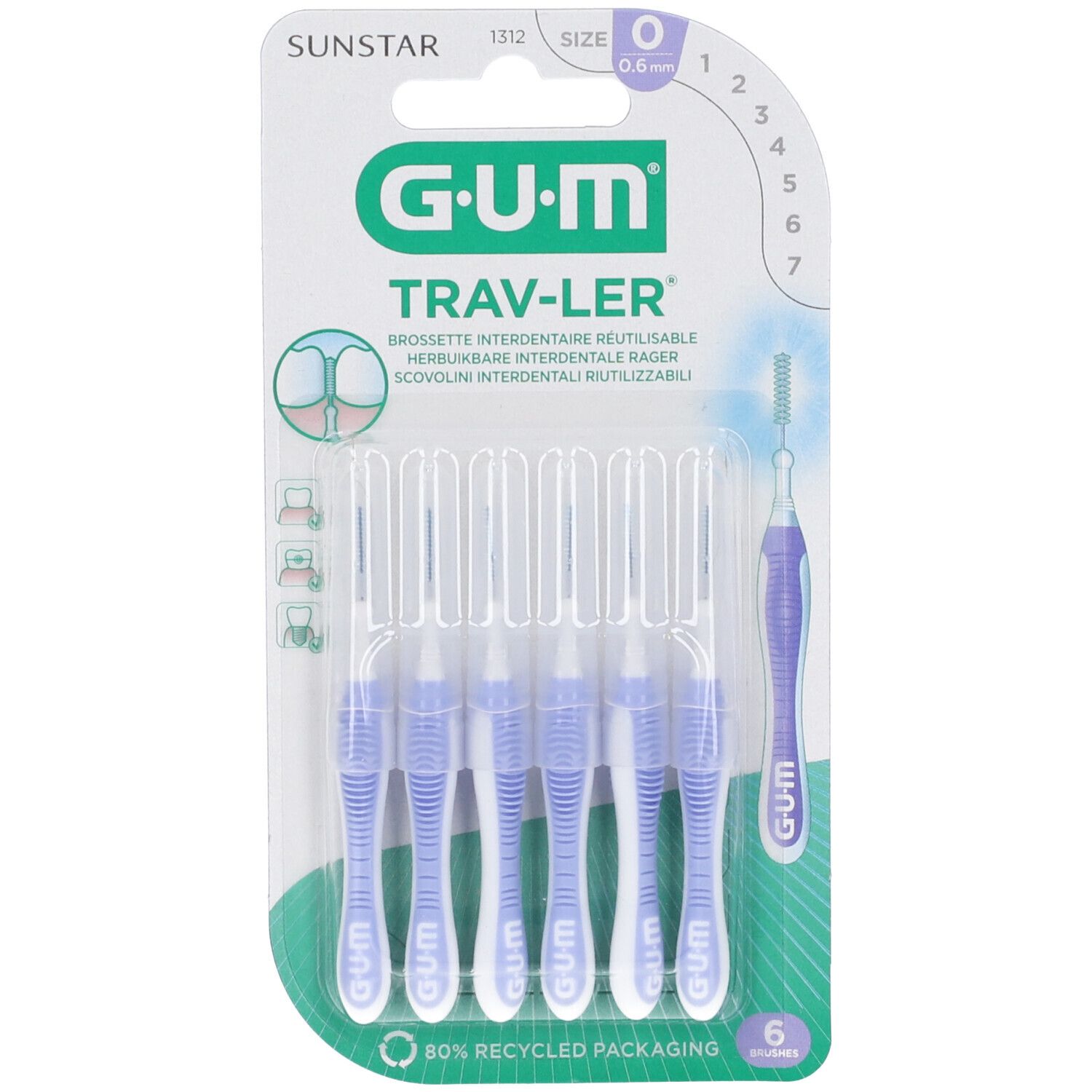 Gum® TRAV-LER® Scovolino Interdentale 0.6 mm 6 pz Spazzolino da denti