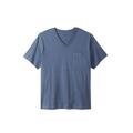 Men's Big & Tall Shrink-Less™ Lightweight V-Neck Pocket T-Shirt by KingSize in Heather Slate Blue (Size XL)