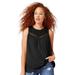 Plus Size Women's Crochet Lace Tank by ellos in Black (Size 18/20)