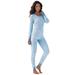 Plus Size Women's Thermal Crewneck Long-Sleeve Top by Comfort Choice in Pastel Blue Animal (Size 5X) Long Underwear Top