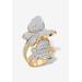 Yellow Gold Plated Cubic Zirconia Butterfly Wraparound Ring by PalmBeach Jewelry in Butterfly (Size 11)