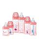 Dodie Geburts-Set mit 6 Babyflaschen Antikolik Initiation+ (2 x 150 ml; 2 x 270 ml, 2 x 330 ml), runder Sauger, BPA-frei, Rosa