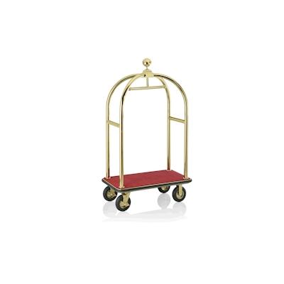 WAS Germany - Gepäckwagen, 113 x 62 x 191 cm, goldfarben, roter Teppich, Edelstahl Image