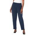 Plus Size Women's Stretch Knit Crepe Straight Leg Pants by Jessica London in Navy (Size 18 W) Stretch Trousers