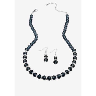 Silver Tone Graduated Necklace & Earring Set Simulated 18" plus 2" ext by PalmBeach Jewelry in September