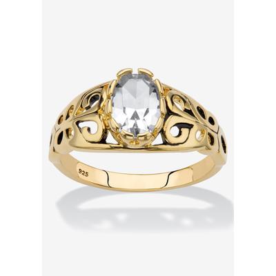 Gold over Sterling Silver Open Scrollwork Simulated Birthstone Ring by PalmBeach Jewelry in April (Size 5)