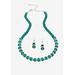 Silver Tone Graduated Necklace & Earring Set Simulated 18" plus 2" ext by PalmBeach Jewelry in May