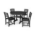 POLYWOOD® La Casa Café 5-Piece Side Chair Outdoor Dining Set Plastic in Black | 34 H x 114 W x 114 D in | Wayfair PWS302-1-BL