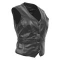 Womens Soft Leather Waistcoat Slim Fit Vest Classic Gilet Black Brown Red Tan - Katy (Black, 18)