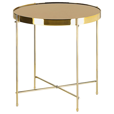 Beistelltisch Gold/Goldbraun Glas Metall rund ⌀ 40 cm Klassisch Elegant Multifunktional Wohnzimmer