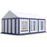 Tendone per feste 4x6 m pvc blu-bianco 100% impermeabile Gazebo da giardino Tendone da esterno