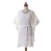 Goddess in White,'Lacy Belted White Rayon Caftan from Bali'