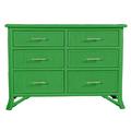 David Francis Furniture Bermuda 6 Drawer 48" W Double Dresser Wood/Wicker/Rattan in Green | 34 H x 48 W x 20 D in | Wayfair B1800-S138-H302