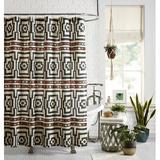 JUNGALOW by Justina Blakeney Hypnotic Cotton Geometric Single Shower Curtain 100% Cotton in Black/Brown | 72 H x 72 W in | Wayfair A075116MUVLE