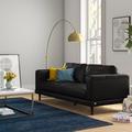 Mercury Row® Fulks 84" Genuine Leather Square Arm Sofa w/ Reversible Cushions in Black | 34 H x 84 W x 37 D in | Wayfair UHT3780300