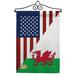 Breeze Decor American Wales Friendship Impressions Decorative 2-Sided Polyester Flag Set in Gray/Green/Red | 18.5 H x 13 W x 1 D in | Wayfair