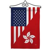Breeze Decor American Hong Kong Friendship - Impressions Decorative 2-Sided 18.5 x 18.5 in. Polyester Flag Set in Blue/Gray/Red | Wayfair